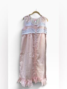 Vintage Moon Dance Pink CottageCore Nightgown Sleeveless Romantic Sz L